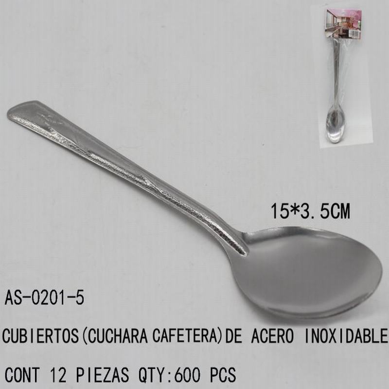 [AS-0201-5] CUBIERTOS(CUCHARA CAFETERA)DE ACERO INOXIDABLE15*3.5CM CONT