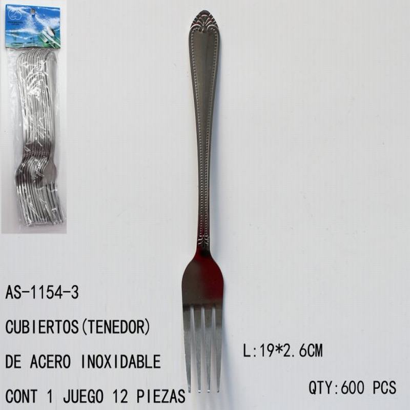 [AS-1154-3] CUBIERTOS(TENEDOR)L:19*2.6 CONT 1 JUEGO 12 PIEZAS
