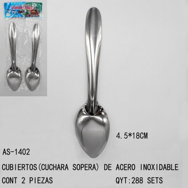 [AS-1402] CUBIERTOS(CUCHARA)18*4.5CM CONT 2 PIEZAS