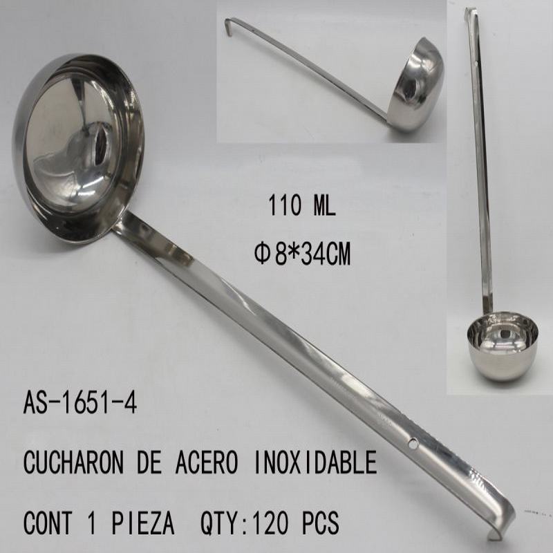 [AS-1651-4] CUCHARON DE ACERO INOXIDABLEF8*34CM CONT 1 PIEZA