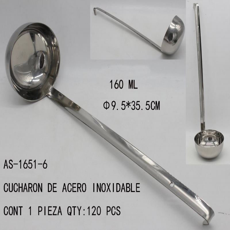 [AS-1651-6] CUCHARON DE ACERO INOXIDABLE?9.5*35.5CM CONT 1 PIEZA