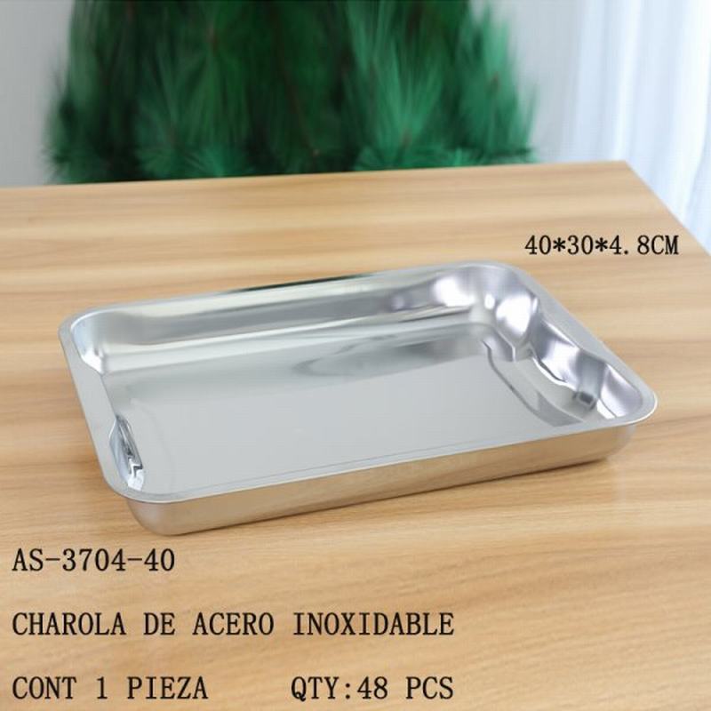 [AS-3704-40] CHAROLA DE ACERO INOXIDABLE40*30*4.8 CONT 1 PIEZA