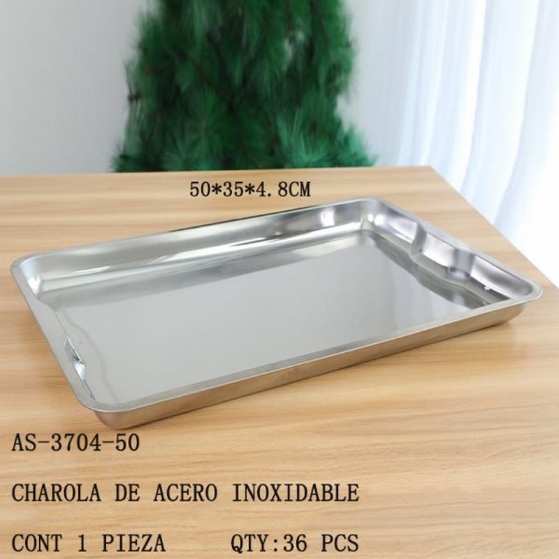 [AS-3704-50] CHAROLA DE ACERO INOXIDABLE50*35*4.8  CONT 1 PIEZA