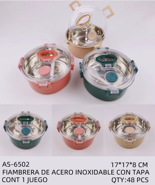 [AS-6502] FIAMBRERA DE ACERO INOXIDABLE CON TAPA