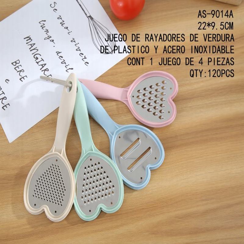 [AS-9014A] B-JUEGO DE RAYADORES DE VERDURA DE PLASTICO Y ACERO INOXIDABLE