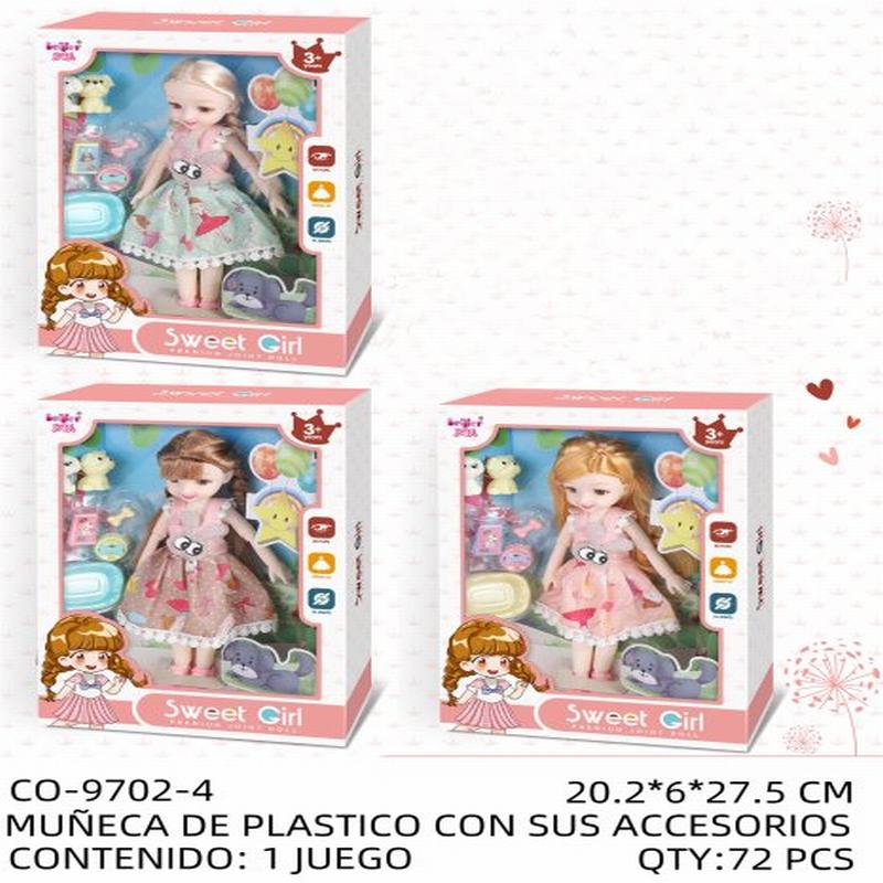 [CO-9702-4] MUÑECA DE PLASTICO CON SUS ACCESORIOS