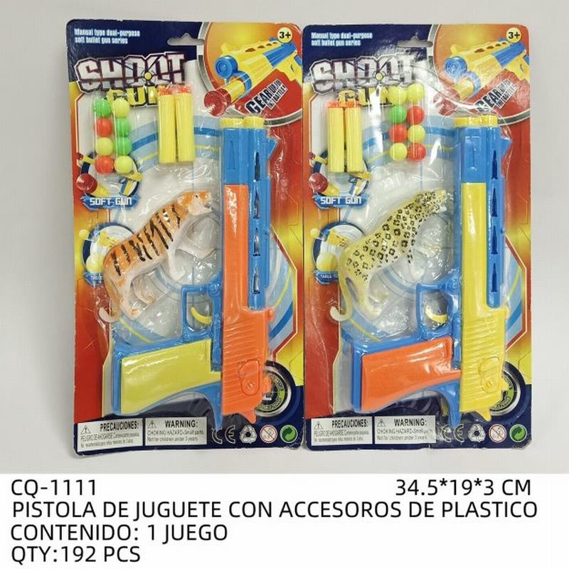 [CQ-1111] PISTOLA DE JUGUETE CON ACCESOROS DE PLASTICO