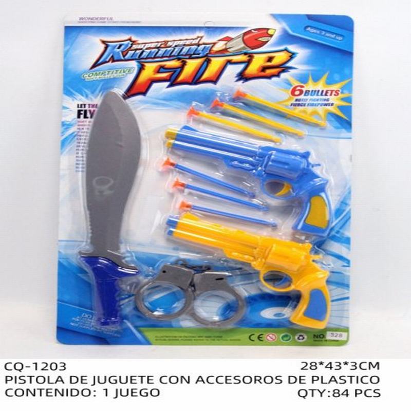 [CQ-1203] PISTOLA DE JUGUETE CON ACCESOROS DE PLASTICO