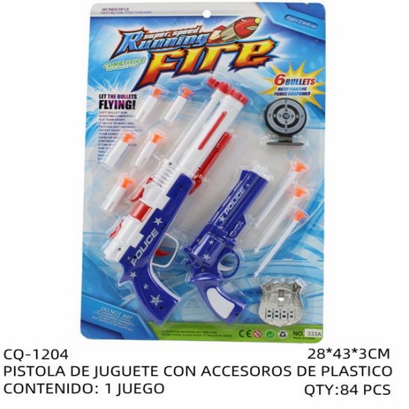 [CQ-1204] PISTOLA DE JUGUETE CON ACCESOROS DE PLASTICO