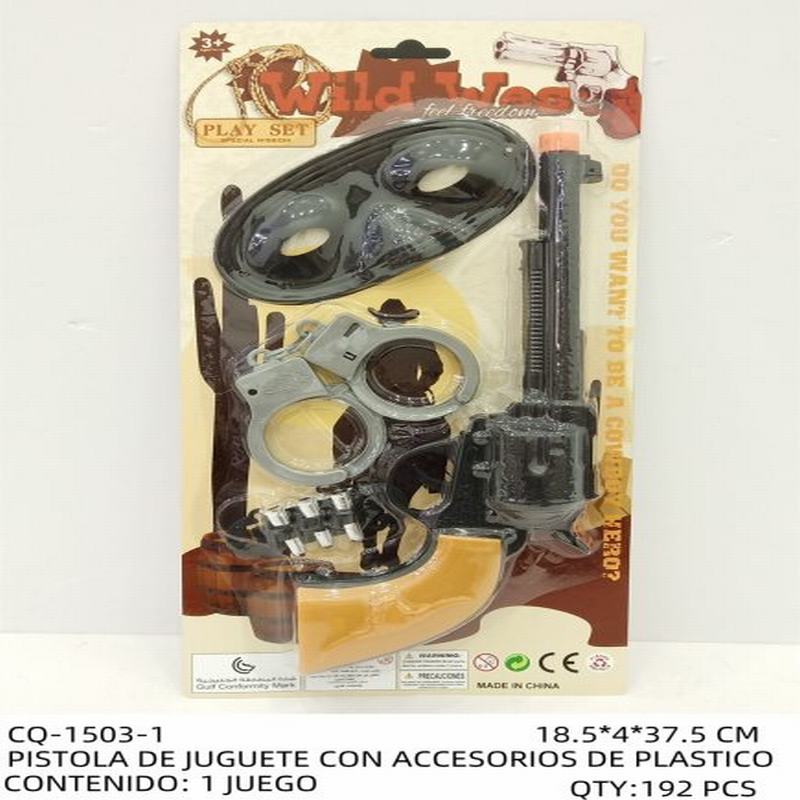 [CQ-1503-1] PISTOLA DE JUGUETE CON ACCESORIOS DE PLASTICO