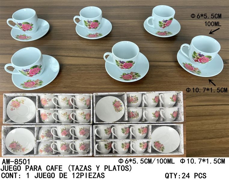 [AW-8501]JUEGO PARA CAFE (TAZAS Y PLATOS)
