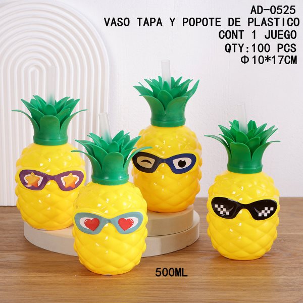 [AD-0525]VASO TAPA Y POPOTE DE PLASTICO