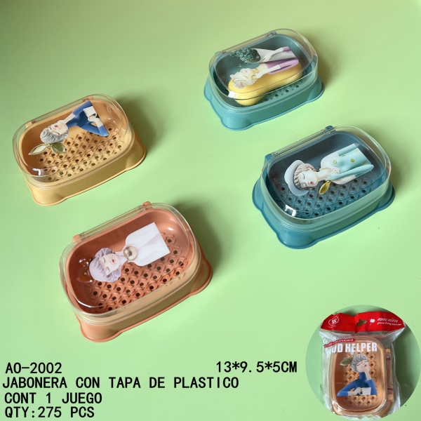 [AO-2002]JABONERA CON TAPA DE PLASTICO