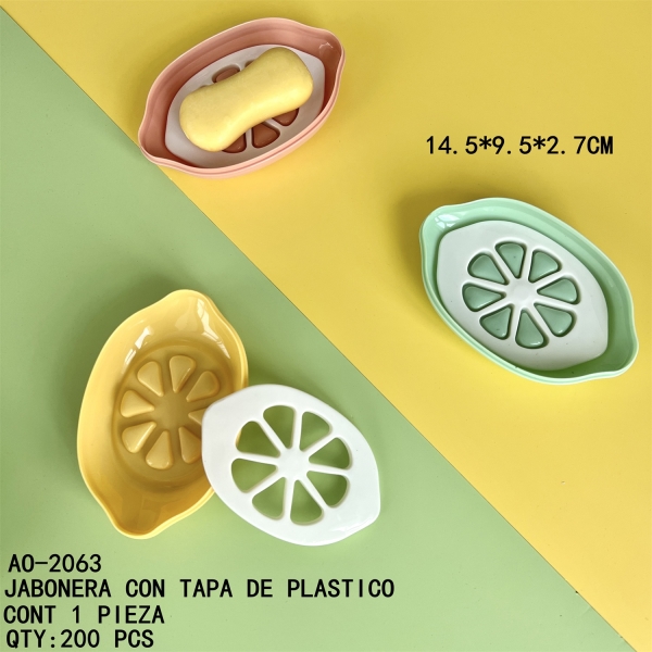 [AO-2063]JABONERA CON TAPA DE PLASTICO