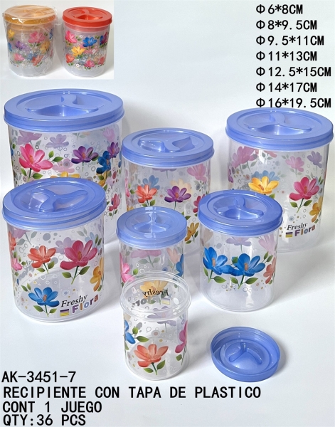 [AK-3451-7]RECIPIENTE CON TAPA DE PLASTICO