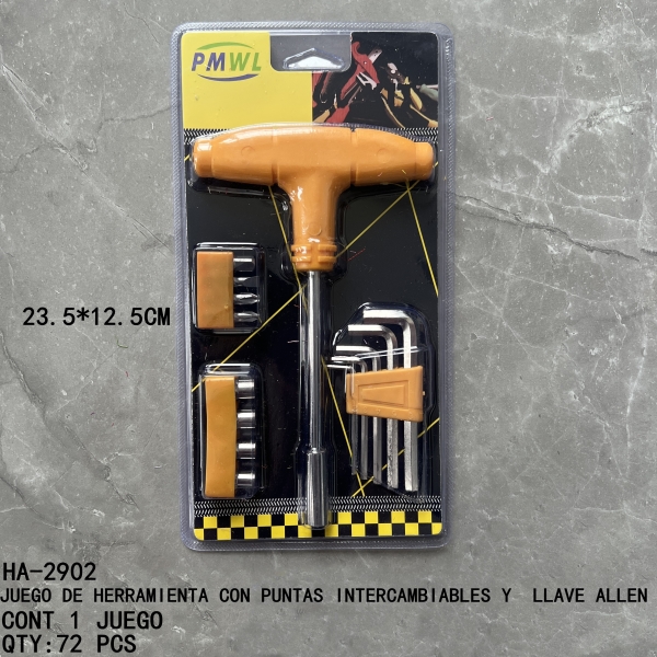 [HA-2902]JUEGO DE HERRAMIENTA CON PUNTAS INTERCAMBIABLES Y LLAVE ALLEN