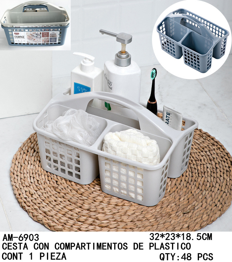 [AM-6903]CESTA CON COMPARTIMENTOS DE PLASTICO