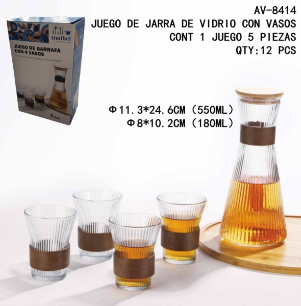 [AV-8414]JUEGO DE JARRA DE VIDRIO CON VASOS