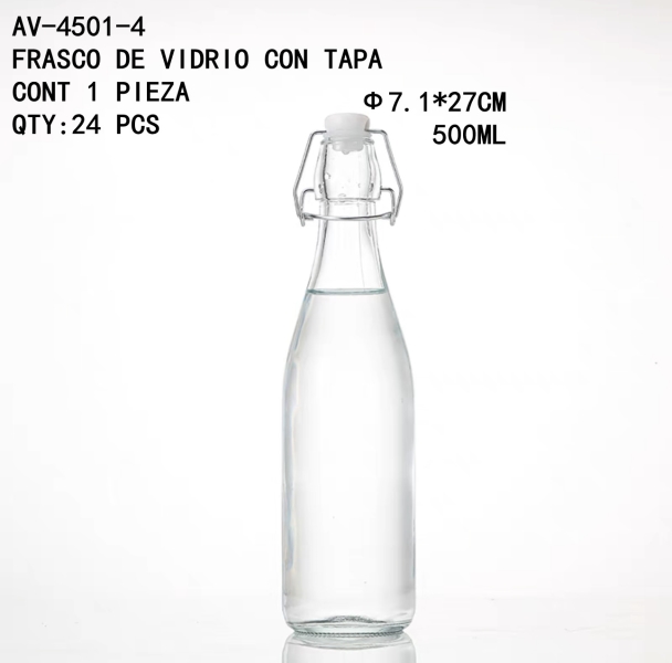 [AV-4501-4]FRASCO DE VIDRIO CON TAPA