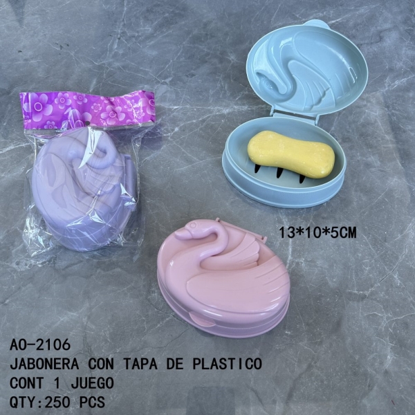 [AO-2106]JABONERA CON TAPA DE PLASTICO