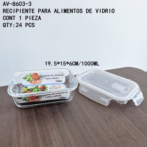 [AV-8603-3]RECIPIENTE PARA ALIMENTOS DE VIDRIO