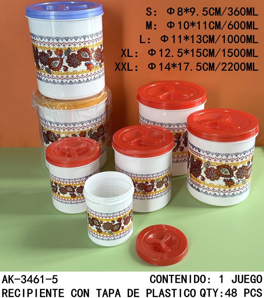 [AK-3461-5]RECIPIENTE CON TAPA DE PLASTICO