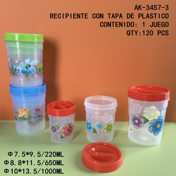 [AK-3457-3]RECIPIENTE CON TAPA DE PLASTICO