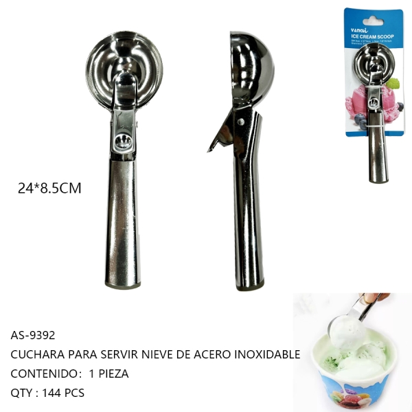 [AS-9392]CUCHARA PARA SERVIR NIEVE DE ACERO INOXIDABLE