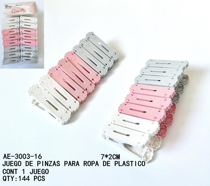 [AE-3003-16]JUEGO DE PINZAS PARA ROPA DE PLASTICO