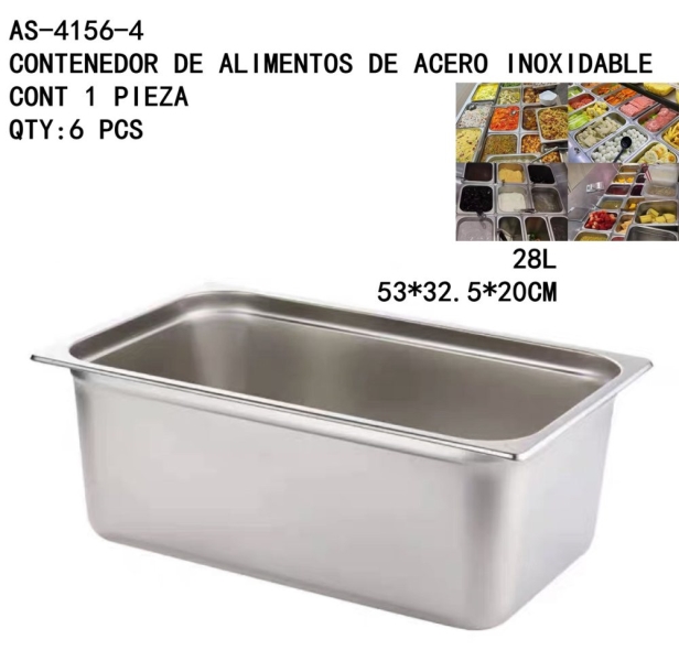 [AS-4156-4]CONTENEDOR DE ALIMENTOS DE ACERO INOXIDABLE 