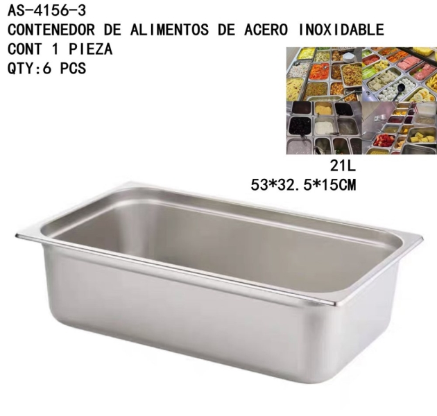 [AS-4156-3]CONTENEDOR DE ALIMENTOS DE ACERO INOXIDABLE 