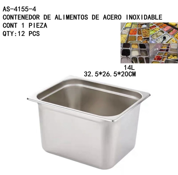 [AS-4155-4]CONTENEDOR DE ALIMENTOS DE ACERO INOXIDABLE 