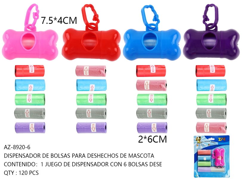 [AZ-8920-6]DISPENSADOR DE BOLSAS PARA DESHECHOS DE MASCOTA 