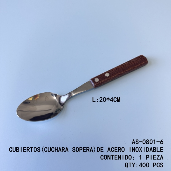 [AS-0801-6]CUBIERTOS(CUCHARA SOPERA)DE ACERO INOXIDABLE 