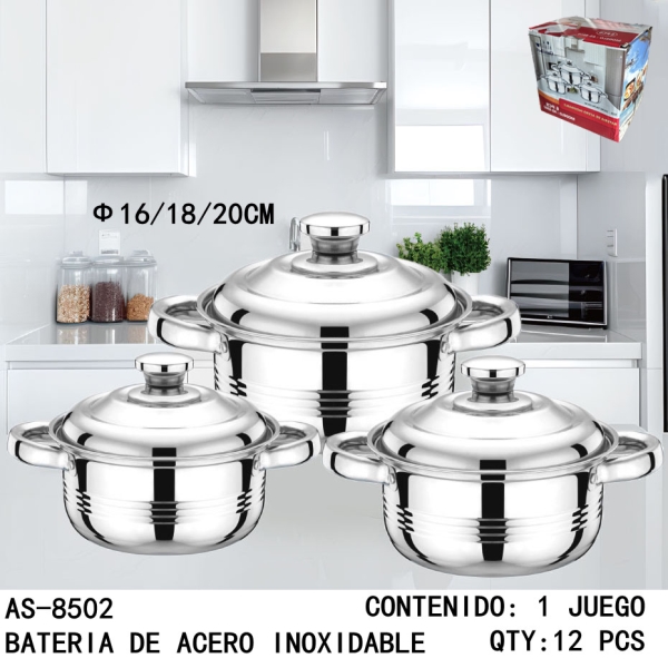 [AS-8502] BATERIA DE ACERO INOXIDABLE 