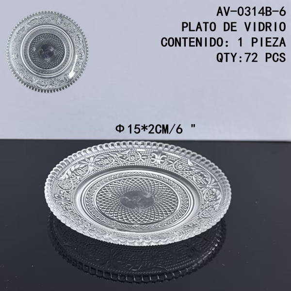 [AV-0314B-6]PLATO DE VIDRIO 