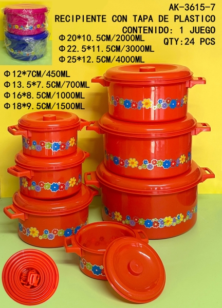 [AK-3615-7]RECIPIENTE CON TAPA DE PLASTICO 