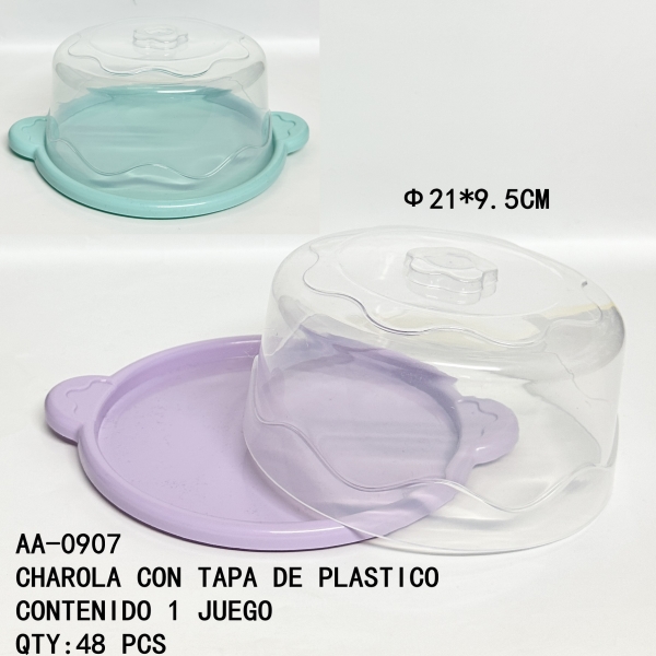 [AA-0907] CHAROLA CON TAPA DE PLASTICO 