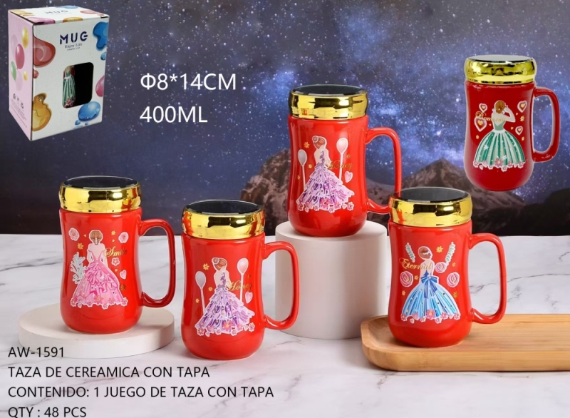 [AW-1591]TAZA DE CEREAMICA CON TAPA 