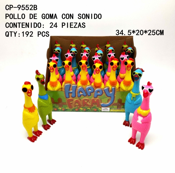 [CP-9552B] POLLO DE GOMA CON SONIDO 
