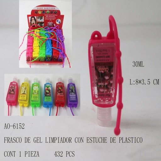 [AO-6152 [432 PZS/CAJA]] [AO-6152] B-FRASCO DE GEL LIMPIADOR CON ESTUCHE DE PLASTICO