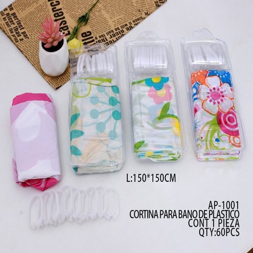[AP-1001 [60 PZS/CAJA]] [AP-1001] CORTINA PARA BANO DE PLASTICO