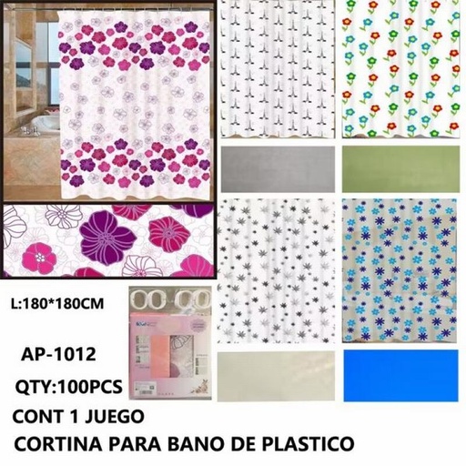 [AP-1012 [100 PZS/CAJA]] [AP-1012] CORTINA PARA BANO DE PLASTICO