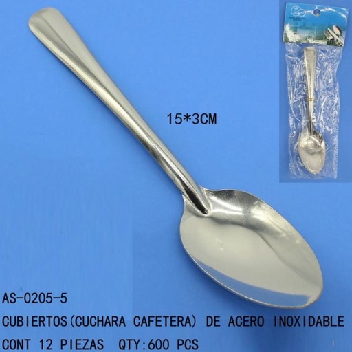 [AS-0205-5 [600 PZS/CAJA]] [AS-0205-5] CUBIERTOS(CUCHARA)15*3CM CONT 12 PIEZAS
