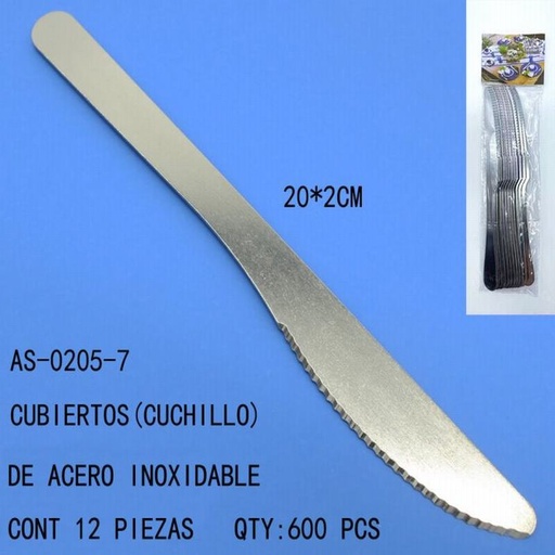 [AS-0205-7 [600 PZS/CAJA]] [AS-0205-7] CUBIERTOS(CUCHILLO)20*2CM CONT 12 PIEZAS