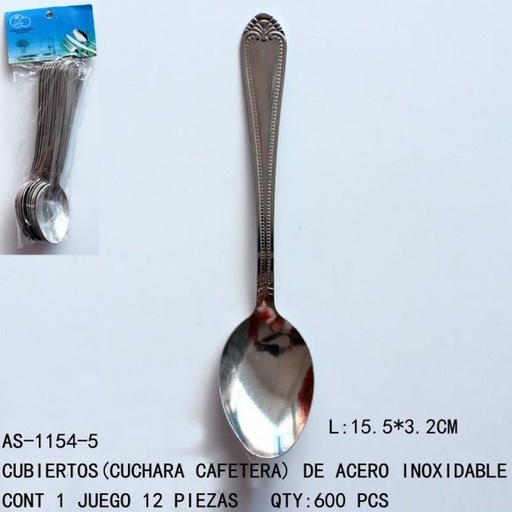 [AS-1154-5 [600 PZS/CAJA]] [AS-1154-5] CUBIERTOS(CUCHARA)L:15.5*3.2 CONT 1 JUEGO 12 PIEZAS