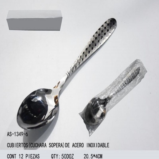 [AS-1349-6 [600 PZS/CAJA]] [AS-1349-6] CUBIERTOS(CUCHARA SOPERA)DE ACERO INOXIDABLE