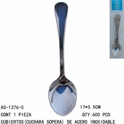 [AS-1376-5 [600 PZS/CAJA]] [AS-1376-5] CUBIERTOS(CUCHARA)17*3.5 CONT 1 PIEZA