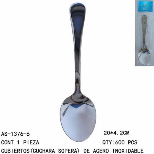 [AS-1376-6 [600 PZS/CAJA]] [AS-1376-6] CUBIERTOS(CUCHARA)20*4.2 CONT 1 PIEZA