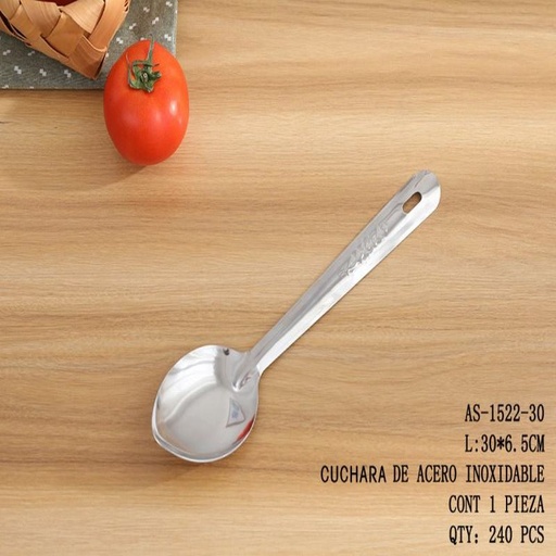 [AS-1522-30 [240 PZS/CAJA]] [AS-1522-30] CUCHARON DE ACERO INOXIDABLEL:30*6.5CM CONT 1 PIEZA